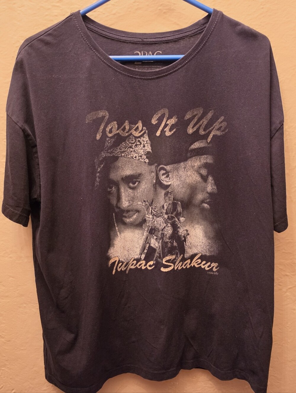 2Pac Tupac Shakur Toss It Up Bravado Graphic Tee L Black Rap Shirt